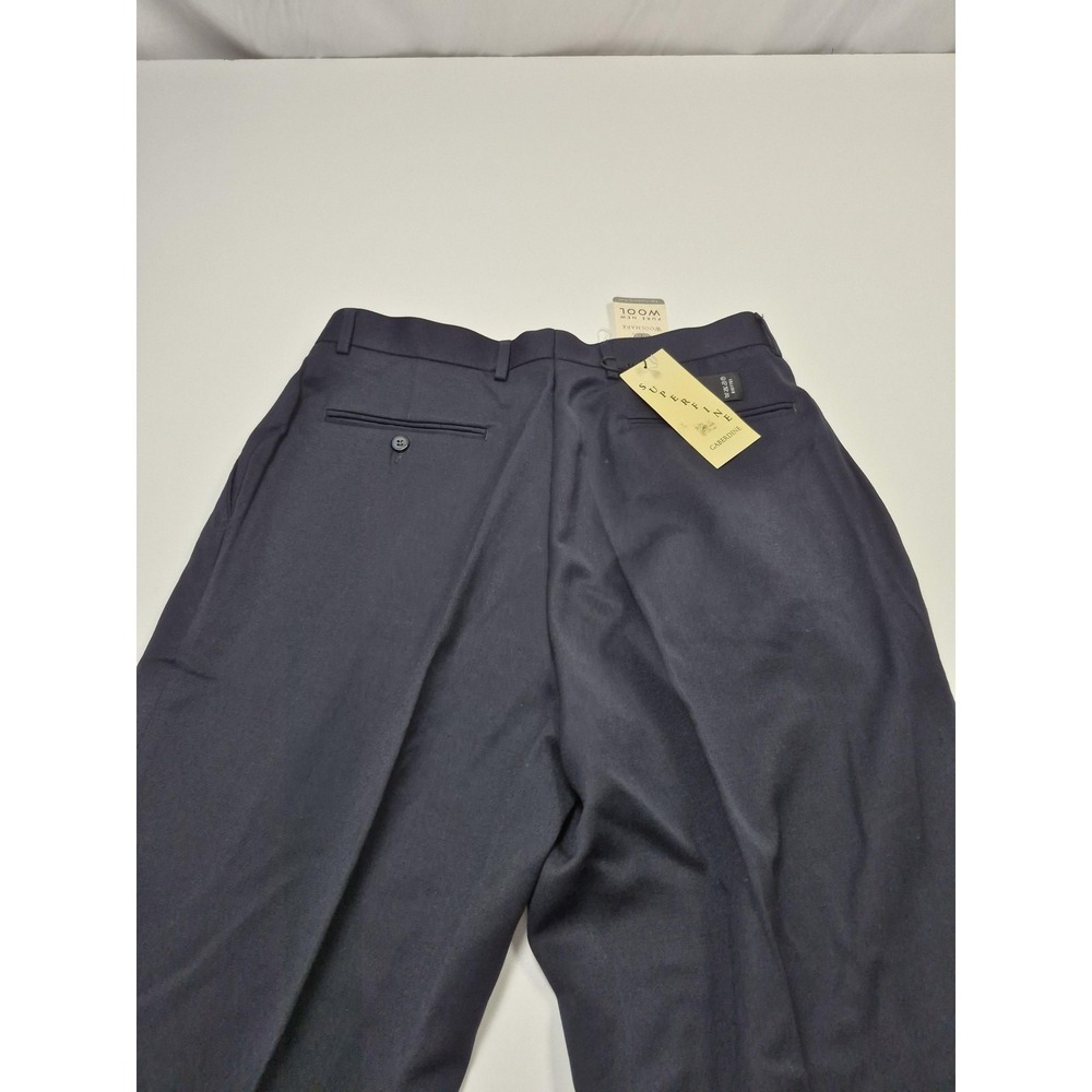 MIKO DAVIZZO Dress Pants Mens 34x36 Blue Wool Pleated Straight Unhemmed NWT - Picture 6 of 11